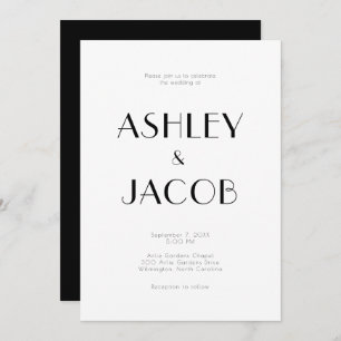 Invitation Moderne Budget simple Noir & Blanc Mariage RSVP &