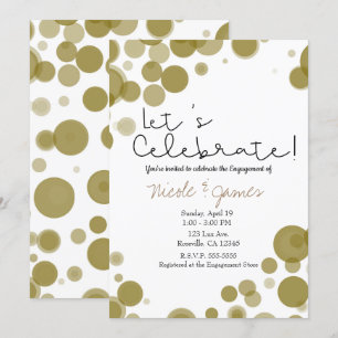Invitation Moderne bulles à pois blancs et or pour célébrer