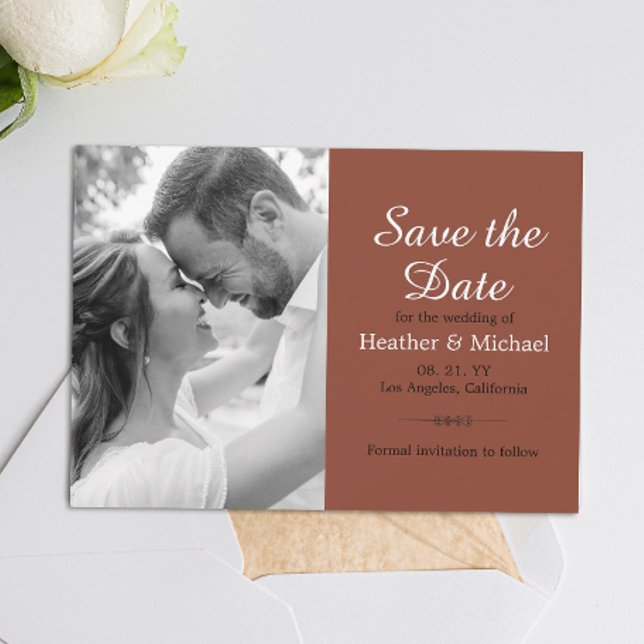 Invitation Moderne Burnt Orange Enregistrer la date QR Code M (Simplify your RSVP with our QR code save-the-date, adding an unforgettable touch to your special day)