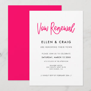Invitation Moderne calligraphie Mariage Vow renouvellement
