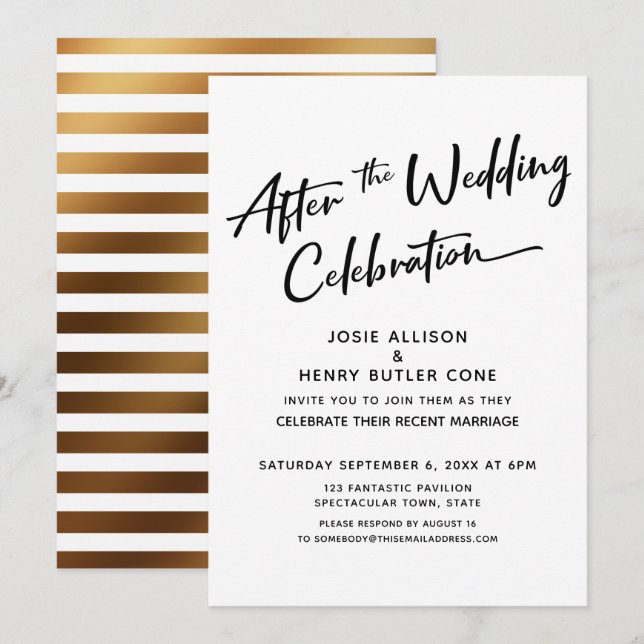 Invitation Moderne Célébration de Mariage après la Cérémonie  (Devant / Derrière)