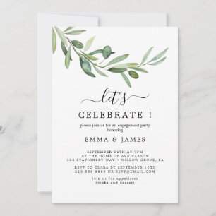 Invitation Moderne "Célébrons" avec Branche d'Oliv