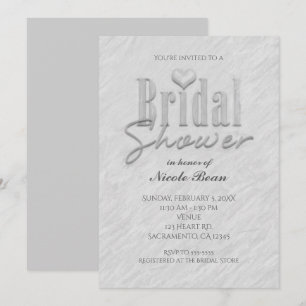 Invitation moderne chic blanc gris pour la douche 