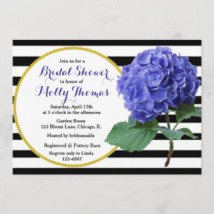 Invitation Moderne Chic Bleu Hydrangea Fête des mariées Maria