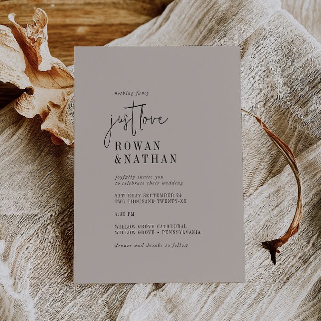 Invitation Moderne Chic COULEUR ÉDITABLE Just Love Mariage (Créateur téléchargé)