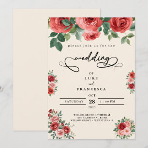 Invitation Moderne chic mariage de fleurs colorées