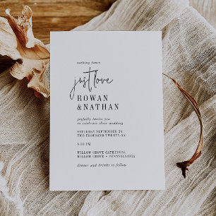 Invitation Moderne Chic noir et blanc Juste Amour Mariage
