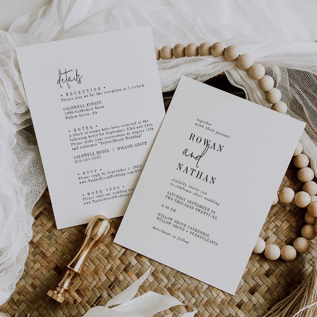 Invitation Moderne Chic noir et blanc tout en un Mariage (Créateur téléchargé)
