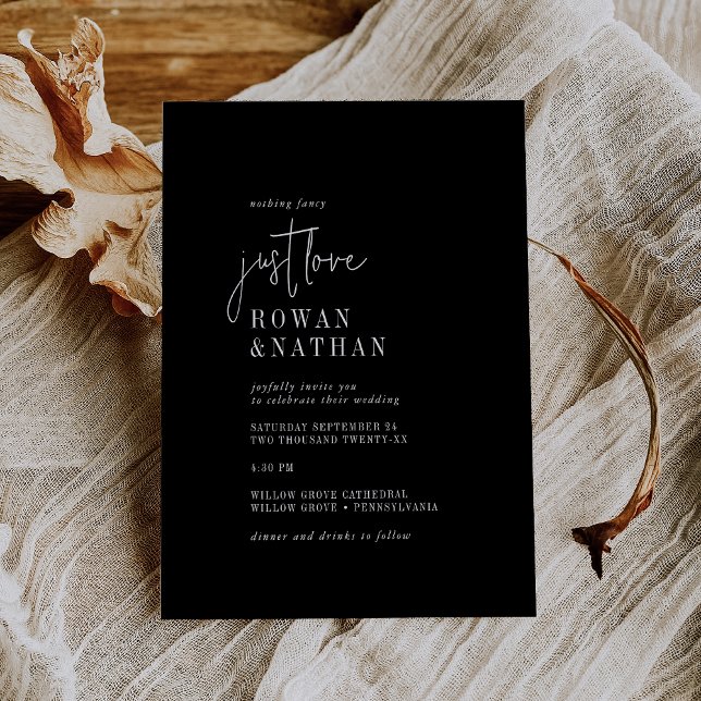 Invitation Moderne Chic noir foncé Juste Amour Mariage (Créateur téléchargé)