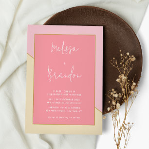 Invitation Moderne Chic Pastel Pink Cream Mariage de script o