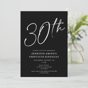 Invitation Moderne Chic Script trentième 30ème anniversaire f