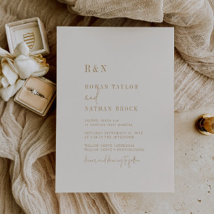 Invitation Moderne Chic Vintage Monogramme Mariage or