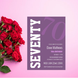 Invitation Moderne chic violet 70e anniversaire