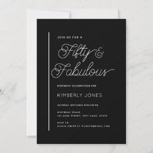 Invitation Moderne Cinquante ans et Fantastique Fête d'annive