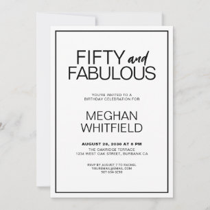 Invitation Moderne Cinquante ans et Fantastique Fête d'annive