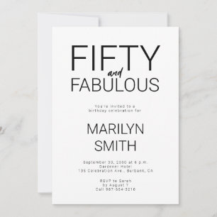 Invitation Moderne Cinquante ans et Fantastique Fête d'annive