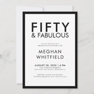Invitation Moderne Cinquante ans et Fantastique Fête d'annive