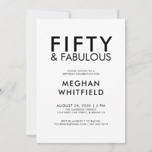 Invitation Moderne Cinquante ans et Fantastique Fête d'annive