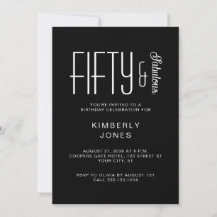 Invitation Moderne Cinquante & Fantastique Fête d'anniversair