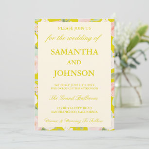 Invitation Moderne Citron Island Vintage Ivoire Floral Mariag