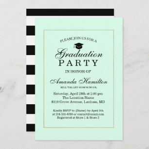 Invitation Moderne Classic Mint or vert Frame Graduation