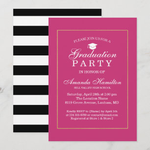 Invitation Moderne Classic or rose Frame Graduation