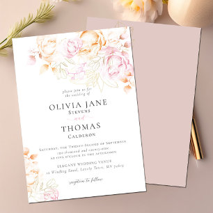 Invitation Moderne classique rose pâle rose Mariage croquis f