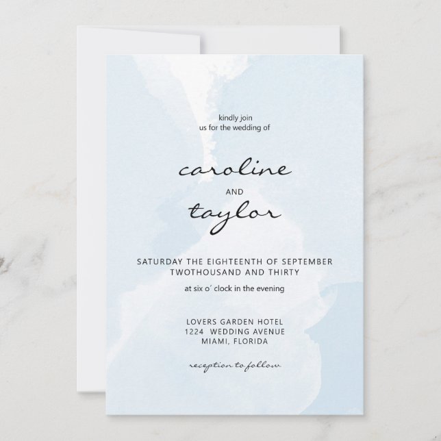 Invitation Moderne collection de mariage aquarelle minimalist (Devant)