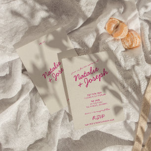 Invitation Moderne coloré rétro amusant Mariage de script Whi