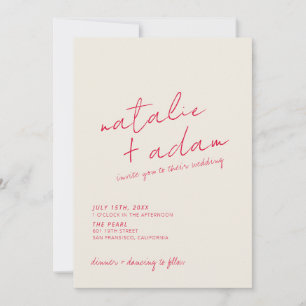 Invitation Moderne coloré rétro amusant Mariage de script Whi
