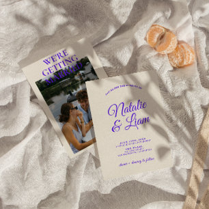 Invitation Moderne Coloré Rétro Fun Funky Photo Mariage