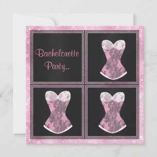 Invitation MODERNE Corset rose personnalisé BACHELORETTE PART