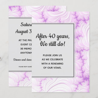 Invitation Moderne Crémeux Blanc et Violet Fractal Vow Renouv