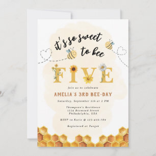 Invitation Moderne Cute C’est tellement doux d’être cinq ans