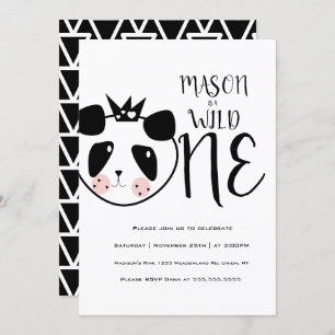 Invitation Moderne Cute Panda Bold Safari Wild Un anniversair
