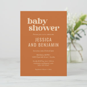 Invitation Moderne Cute Retro Boho Baby shower en terre cuite