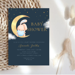 Invitation Moderne Cute Watercolor Boho Bunny Boy Baby shower