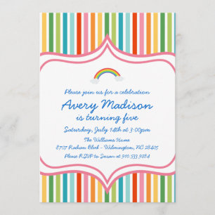 Invitation moderne d'anniversaire de grande rayure