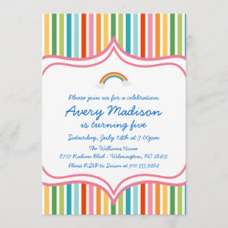 Invitation moderne d'anniversaire de grande rayure