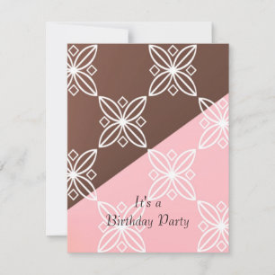 Invitation moderne d'anniversaire rose et chocolat