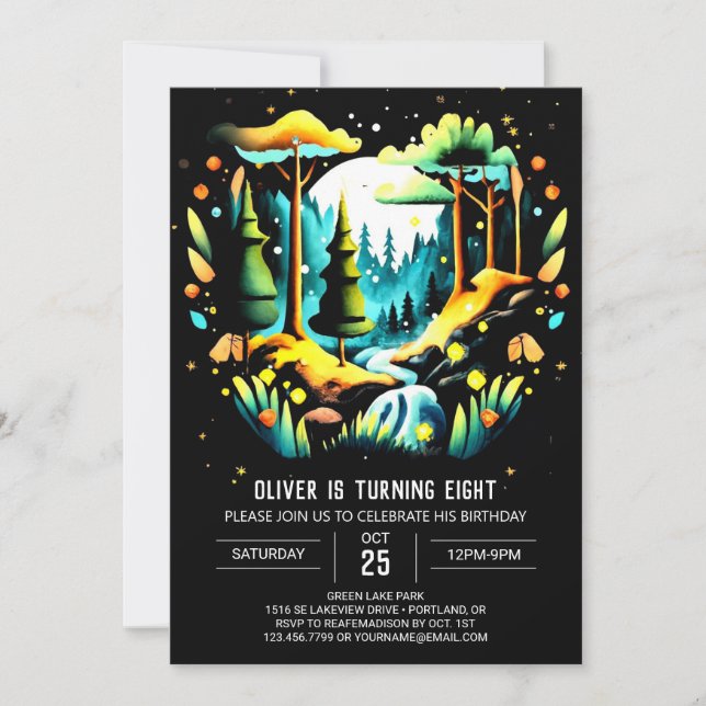 Invitation Moderne dans l'Anniversaire de enfant des bois (Devant)