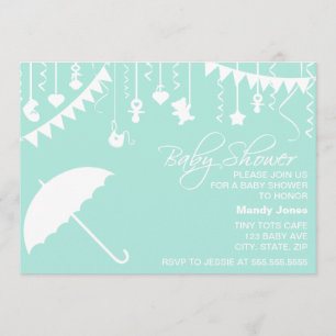 Invitation moderne de baby shower de menthe de