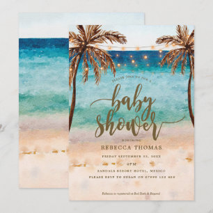 invitation moderne de baby shower de plage