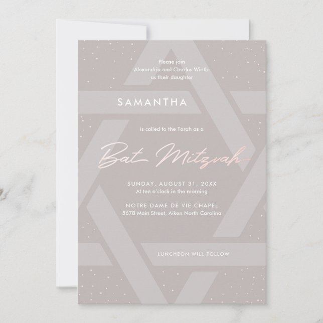 Invitation moderne de Bat Mitzvah (Devant)