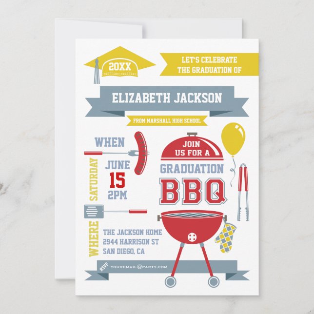 Invitation moderne de BBQ de gradation (Devant)