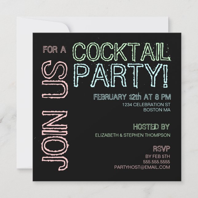Invitation moderne de cocktail de lumières (Devant)