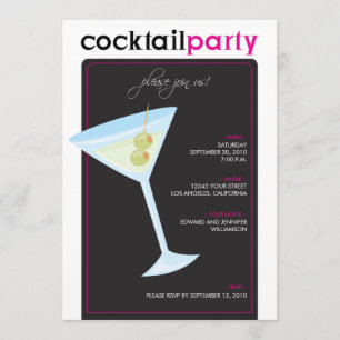 Invitation moderne de cocktail (fuschia)