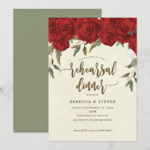 invitation moderne de dîner de répétition de roses