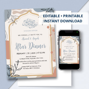 Invitation moderne de dîner Iftar floral Boho pour