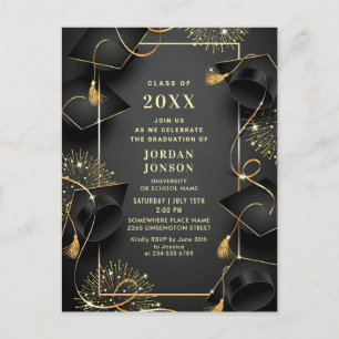 Invitation moderne de fête de fin d'études avec dé